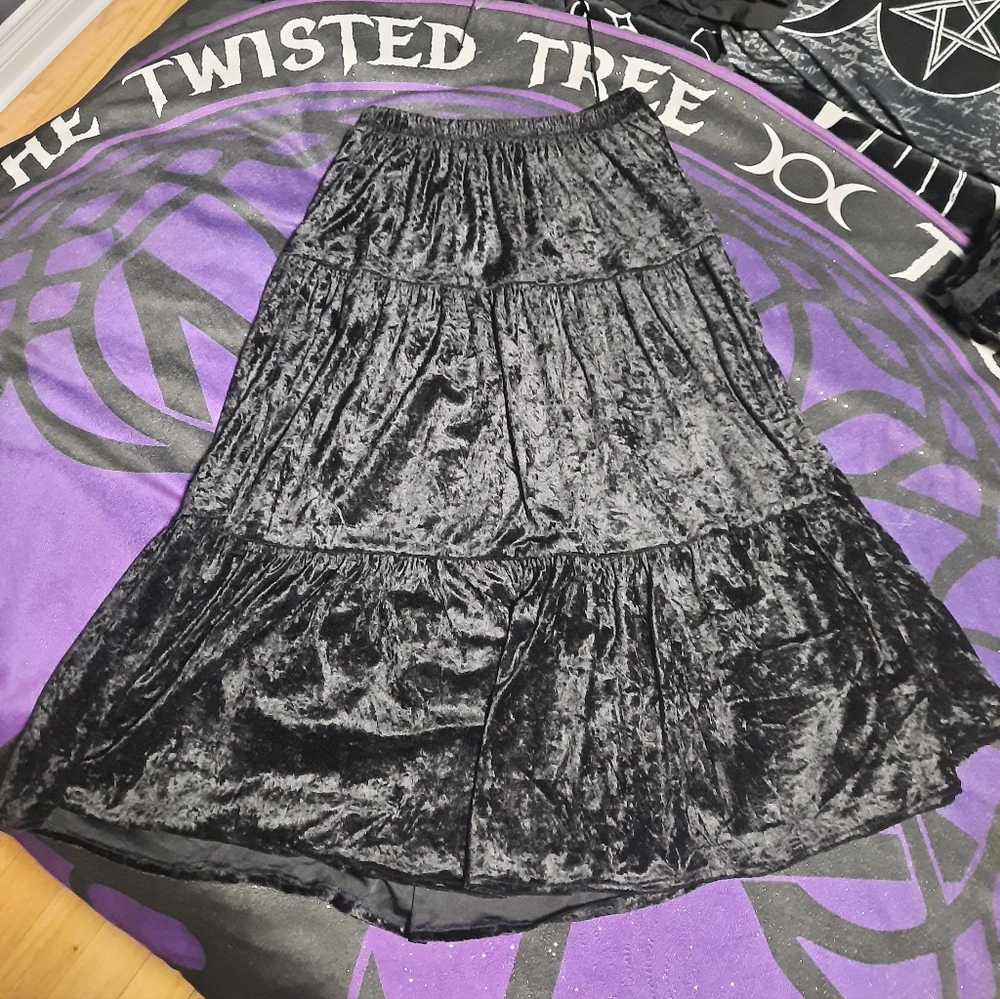 Vintage Elegant Black Velvet Skirt